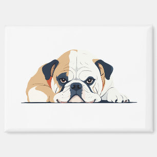 English Bulldog Adorable Cute Animal Sleeping Calm Magnet