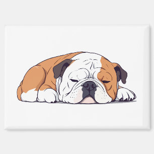 English Bulldog Adorable Cute Animal Sleeping Calm Magnet