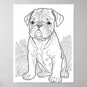 English Bulldog Adult Colouring Poster