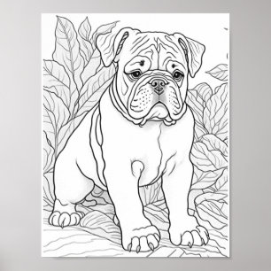 English Bulldog Adult Colouring Poster