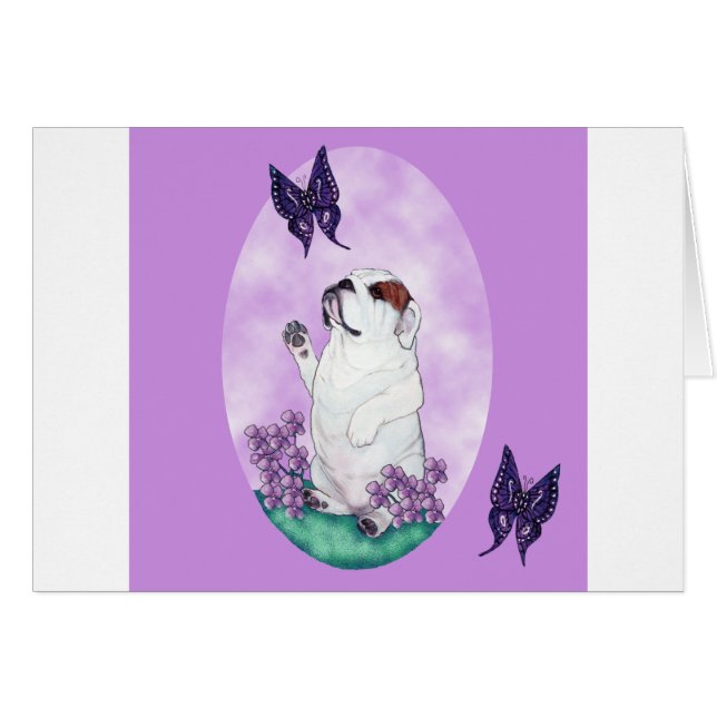 English Bulldog and Butterflies (Front Horizontal)