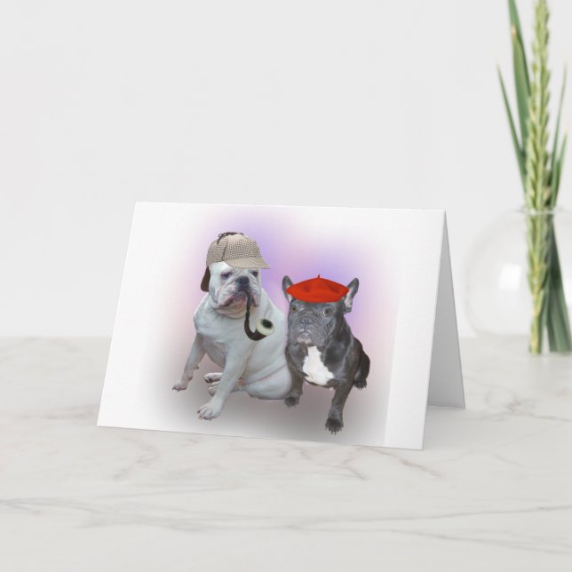 English Bulldog and French Bulldog Card (Front)