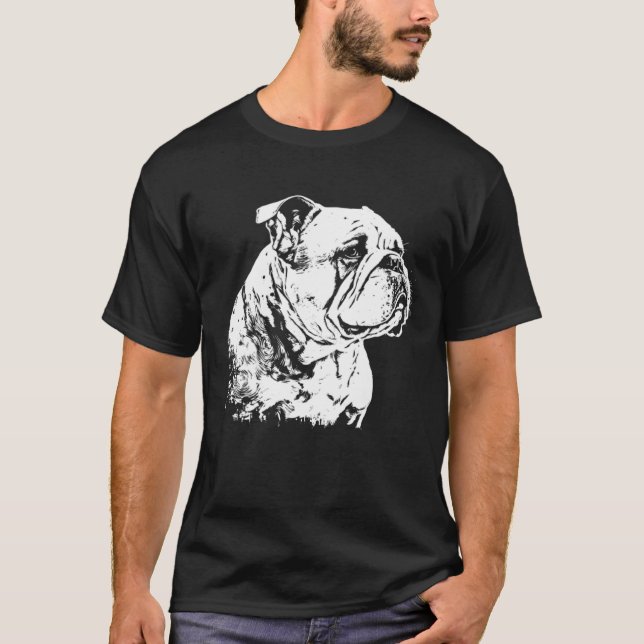 English Bulldog Art Love Bulldog Paint Cute Bulldo T-Shirt (Front)