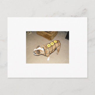 english bulldog as honeybaked ham postcard