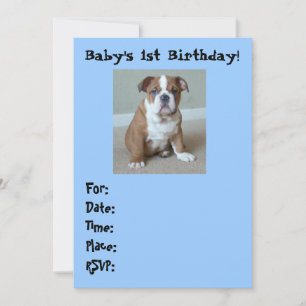 English Bulldog Baby's 1st Birthday Invitations