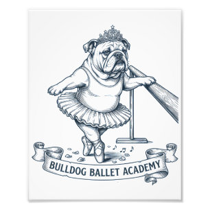 English Bulldog Ballet Funny Dog Ballerina Photo Print
