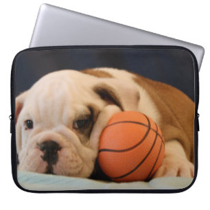 English Bulldog Basketball Puppy Laptop Sleeve