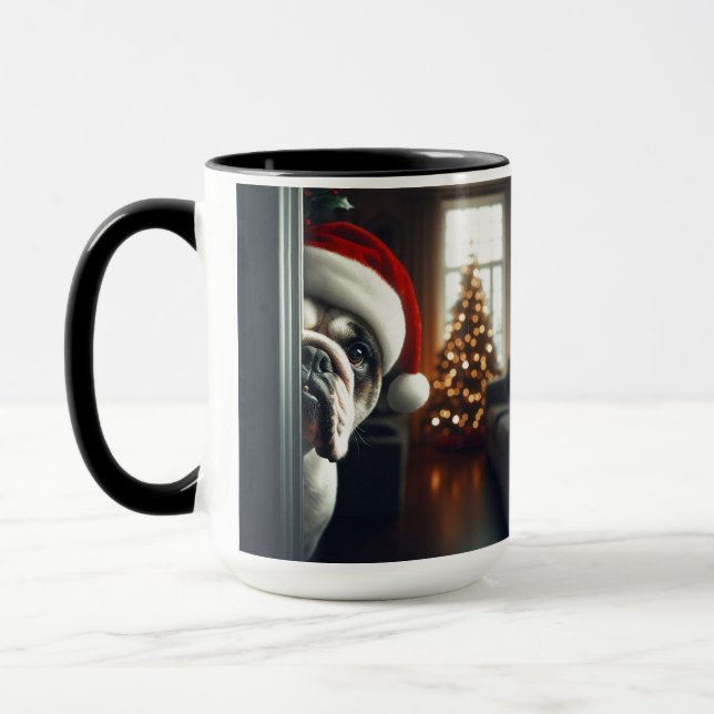 English Bulldog Bearing Treat Christmas Coffee Mug (Left)