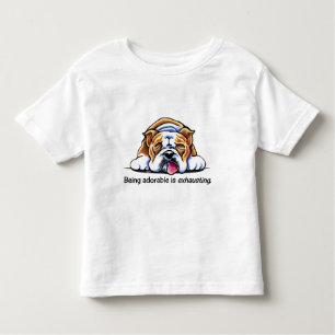 English Bulldog Being Adorable Off-Leash Art™ Toddler T-Shirt