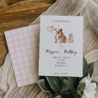 English Bulldog Birthday Invitation - Girl