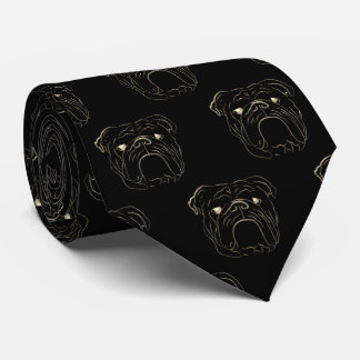 English Bulldog Black and Gold Tie
