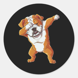 English Bulldog Boys Dab Dance Puppy Lover Classic Round Sticker