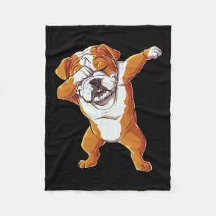 English Bulldog Boys Dab Dance Puppy Lover  Fleece Blanket