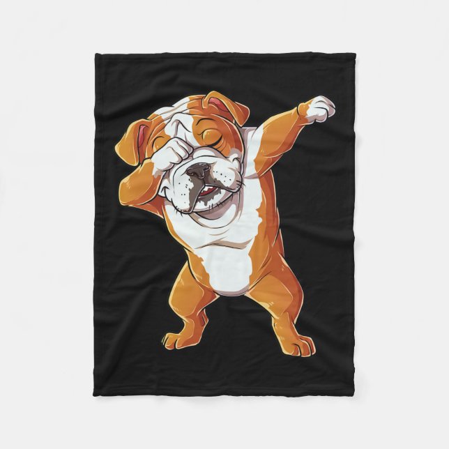 English Bulldog Boys Dab Dance Puppy Lover  Fleece Blanket (Front)