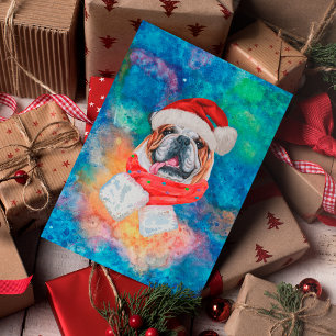 English Bulldog Breed Dog Christmas Holiday Postcard