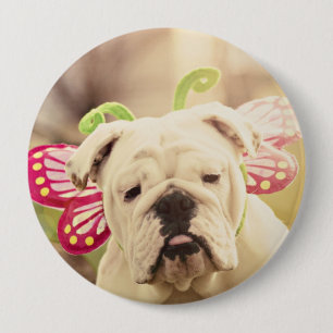 English Bulldog Butterfly Photo Button