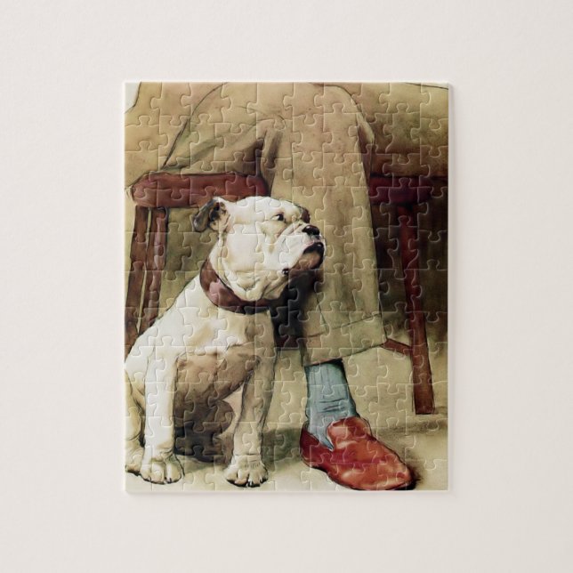 English Bulldog by his Masters Side Jigsaw Puzzle (Vertical)