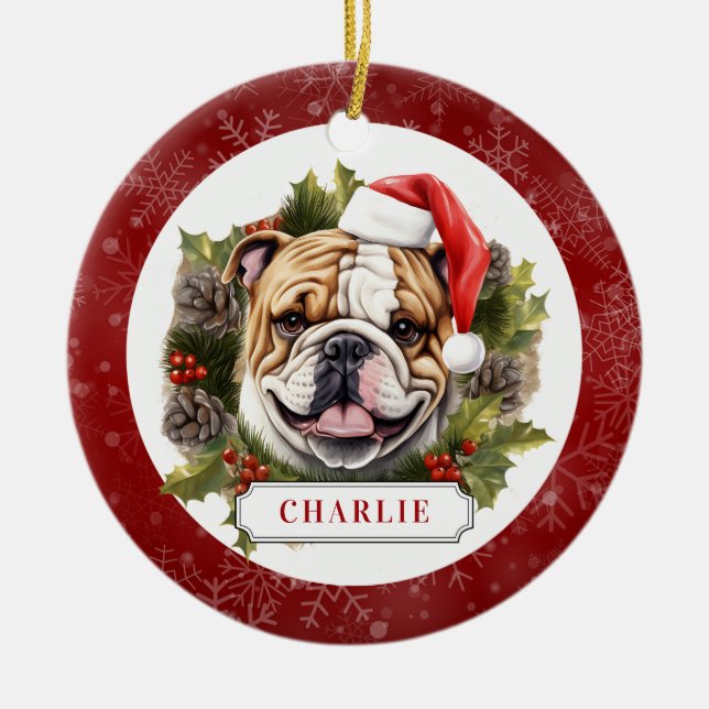 English Bulldog Ceramic Circle Ornament (Front)