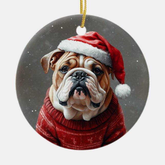 English Bulldog Ceramic Ornament (Front)
