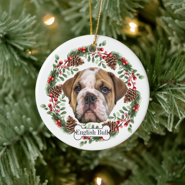English Bulldog Ceramic Ornament (Tree)