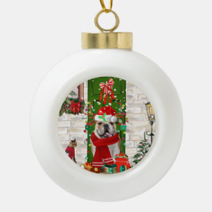 English Bulldog Christmas Ceramic Ball Christmas Ornament