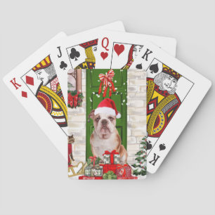 English Bulldog Christmas Classic Playing Cards