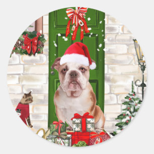 English Bulldog Christmas   Classic Round Sticker