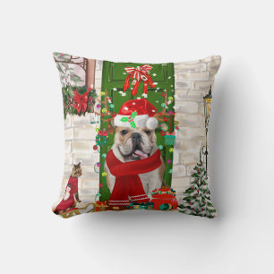 English Bulldog Christmas Cushion