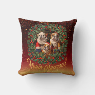 English Bulldog Christmas Cushion