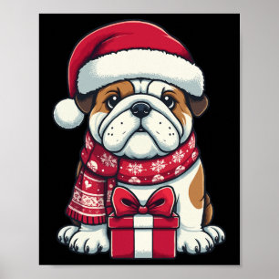 English Bulldog Christmas Cute Santa Pet For Anima Poster