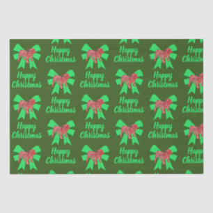 English Bulldog Christmas Dog & Green Bow Green Tissue Paper