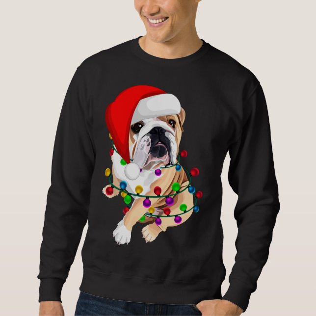 English Bulldog Christmas Dogmas Santa Hat Xmas Do Sweatshirt (Front)