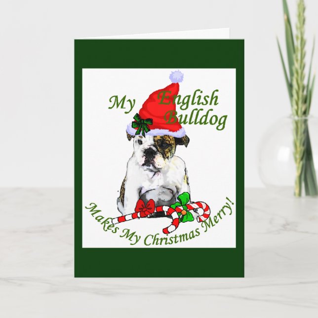 English Bulldog Christmas Gifts Holiday Card (Front)