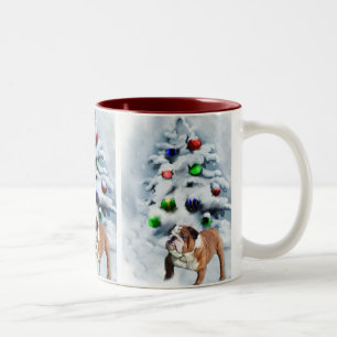 English Bulldog Christmas Gifts Two-Tone Coffee Mug