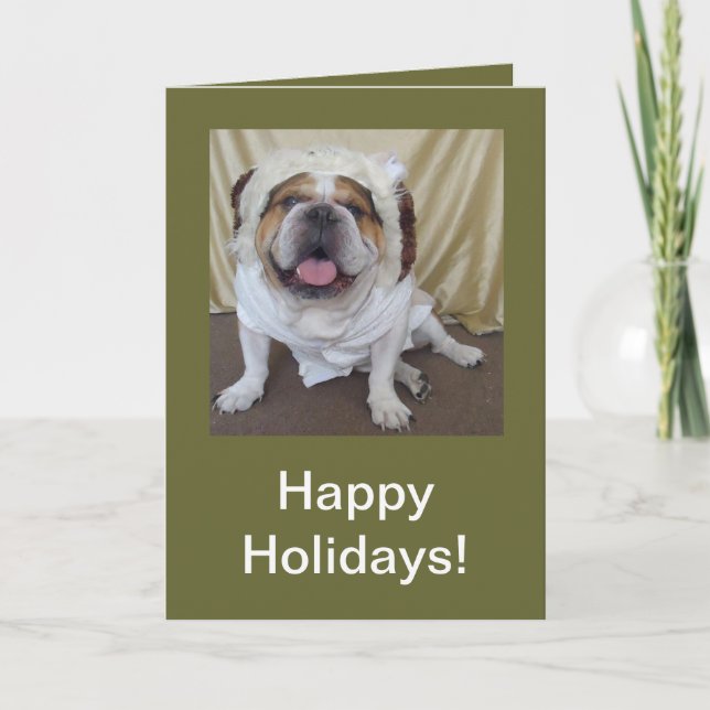 English Bulldog Christmas Happy Holiday cards! (Front)