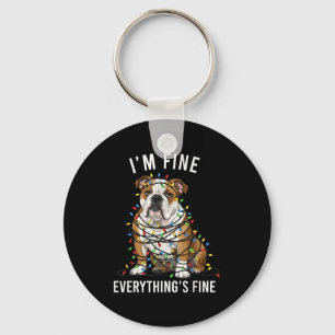 English Bulldog Christmas I'm Fine Everything Is F Key Ring