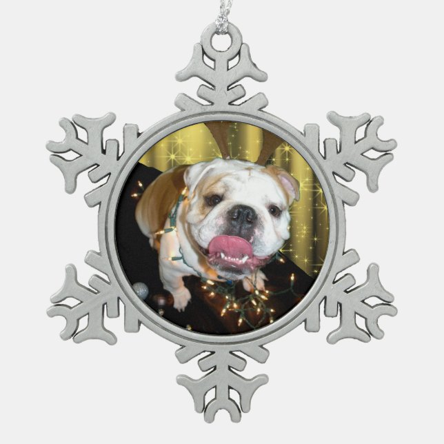 English bulldog Christmas ornament (Front)