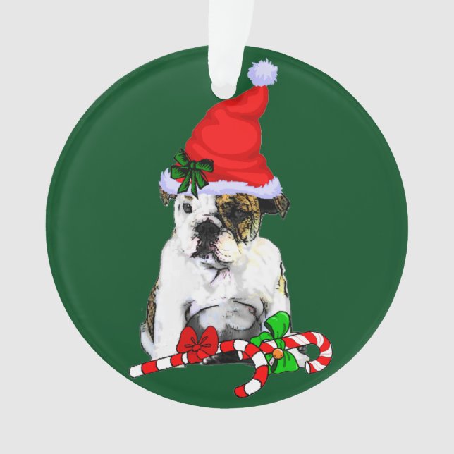 English Bulldog Christmas Ornament (Front)