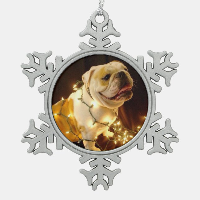English bulldog Christmas ornament (Front)