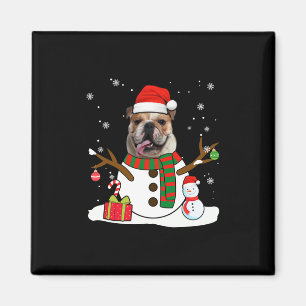 English Bulldog Christmas Pajama Snowman Dog Lover Magnet