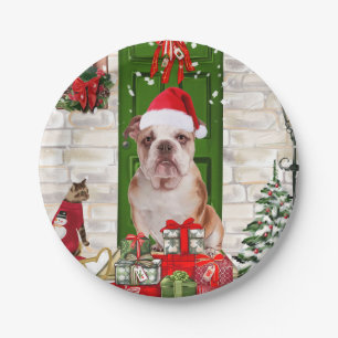 English Bulldog Christmas   Paper Plate