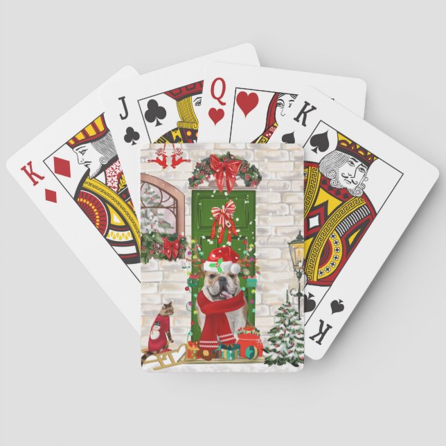 English Bulldog Christmas Playing Cards (Back)