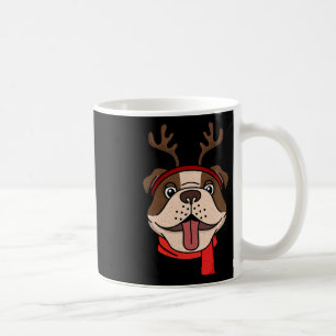 English Bulldog Christmas Reindeer Antlers Xmas Coffee Mug
