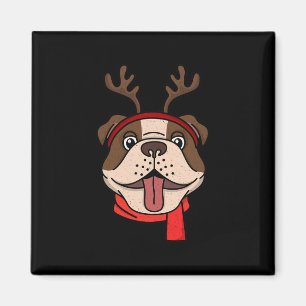 English Bulldog Christmas Reindeer Antlers Xmas Magnet