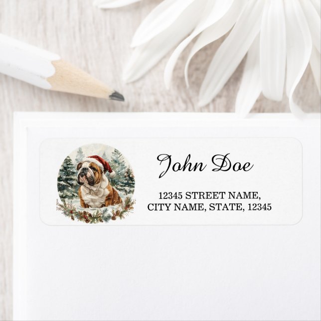 English Bulldog Christmas Return Address Return Address Label (Insitu)