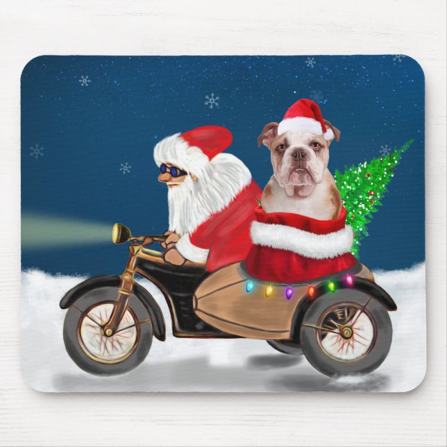 English Bulldog Christmas Santa Claus  Mouse Pad (Front)
