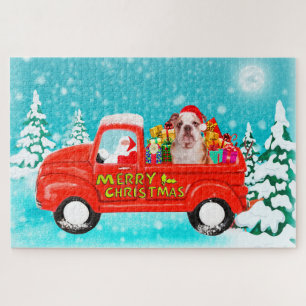 English Bulldog Christmas Santa Delivery Truck Jigsaw Puzzle