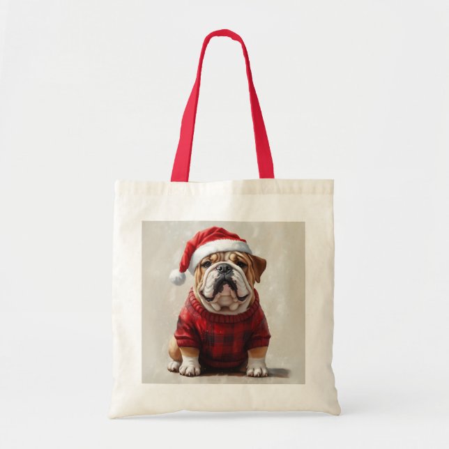 English Bulldog Christmas  Tote Bag (Front)