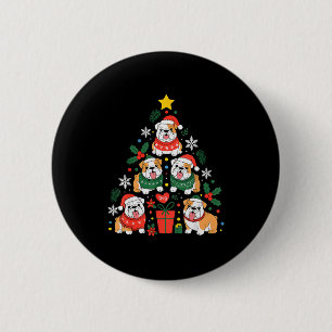 English Bulldog Christmas Tree Dog Lover Women Men 6 Cm Round Badge