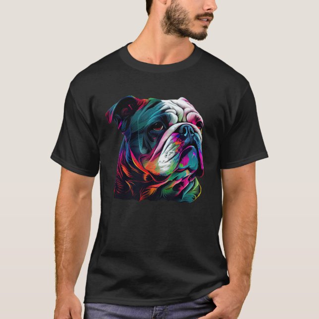 English Bulldog  Colorful Pop English Bulldog T-Shirt (Front)